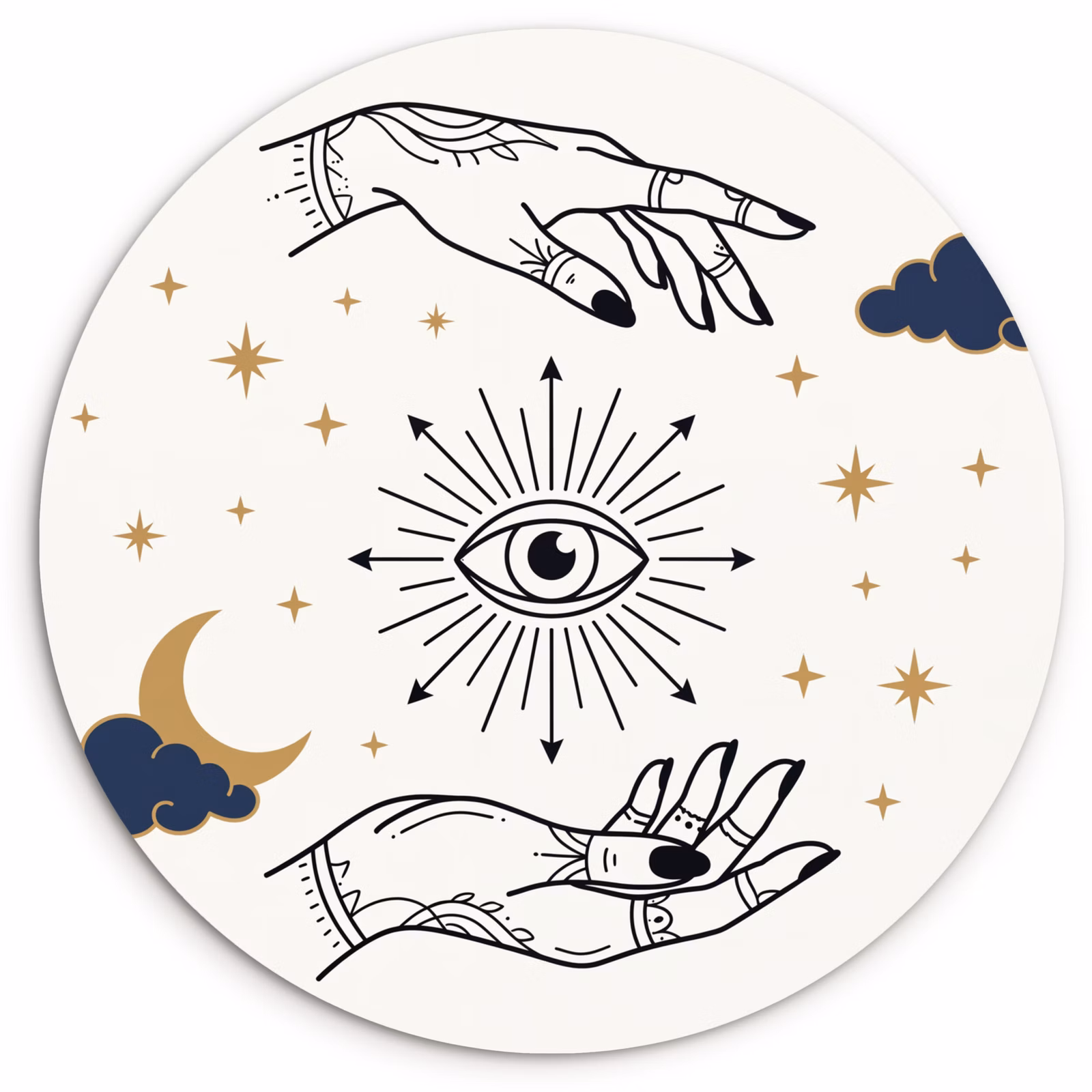 Glasbild Rund - Hände – Mystik – Symbole — 1