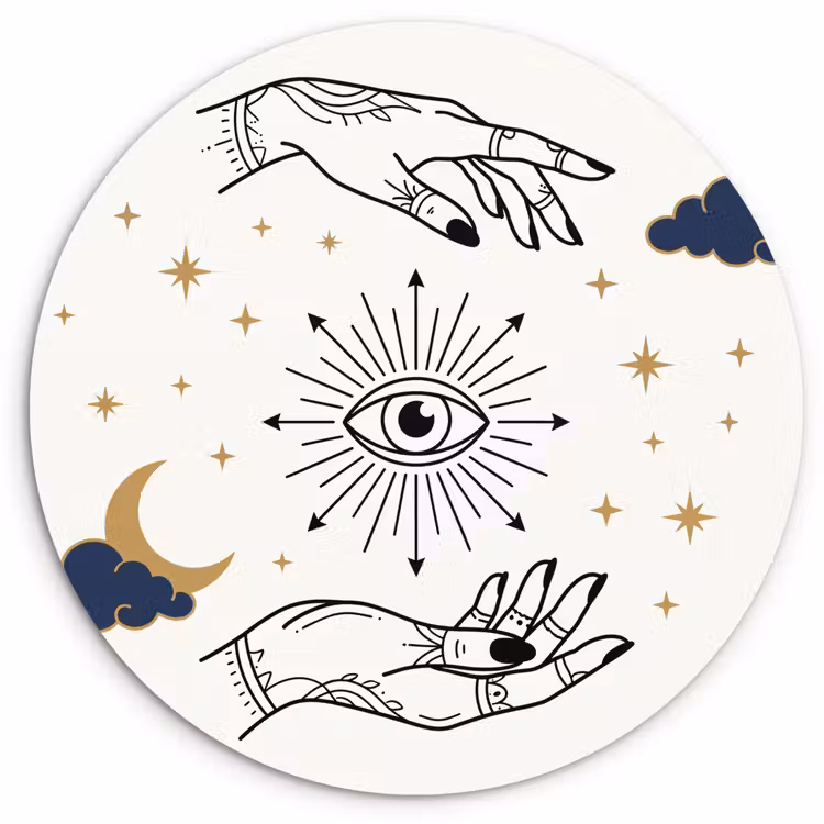 Glasbild Rund - Hände – Mystik – Symbole — 1