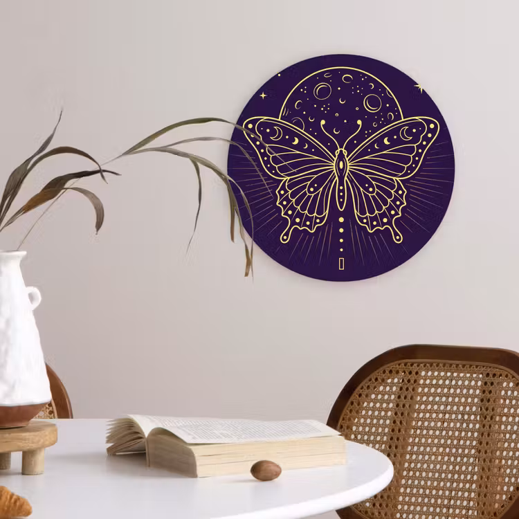 Glasbild Rund - Schmetterling – Mond – Mystik — 4