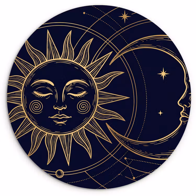 Glasbild Rund - Sonne – Mond – Astrologie — 1