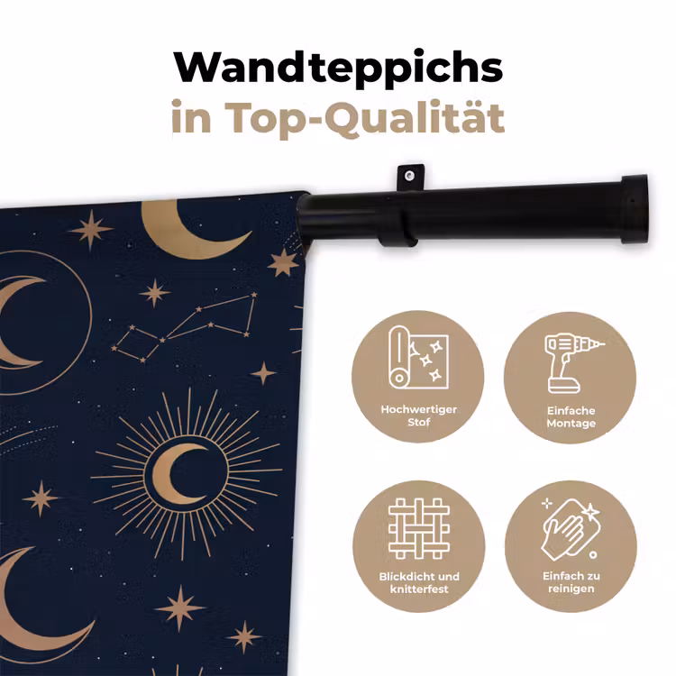 Wandteppich - Mond – Sterne – Gold — 7