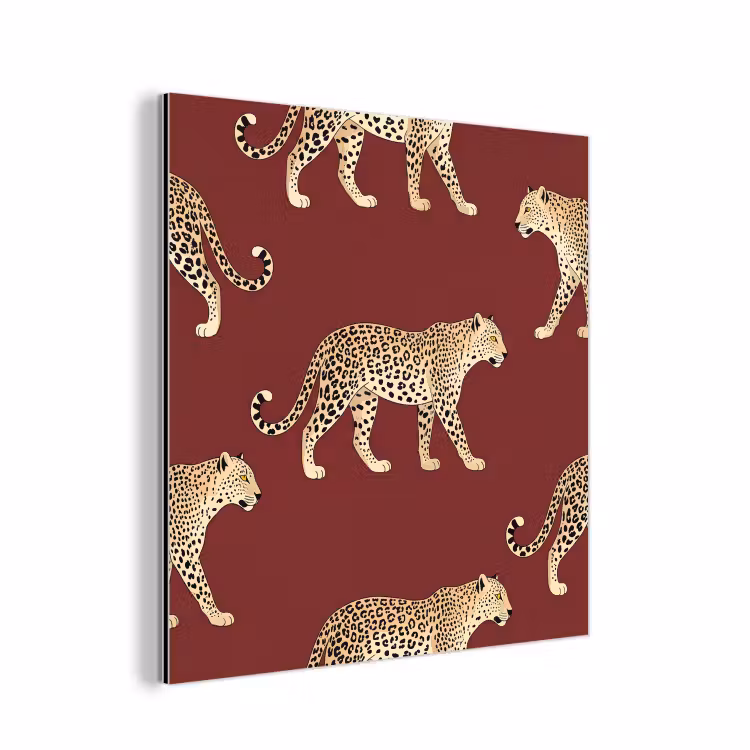 Alu-Dibond-Bild - Katzen – Muster – Rot — 1