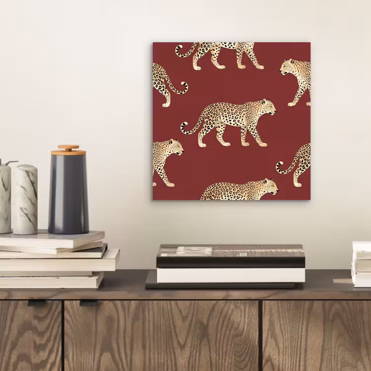 Alu-Dibond-Bild - Katzen – Muster – Rot — 2