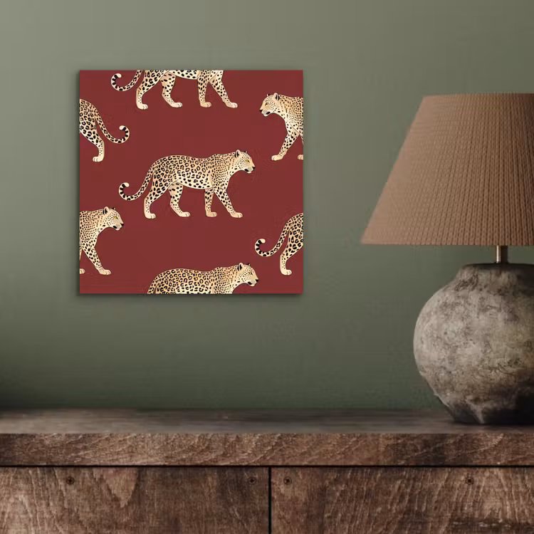 Alu-Dibond-Bild - Katzen – Muster – Rot — 3