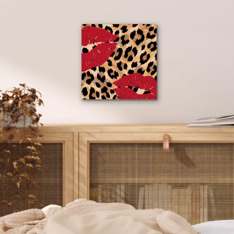 Alu-Dibond-Bild - Kussabdruck – Tiermuster – Rot — 4
