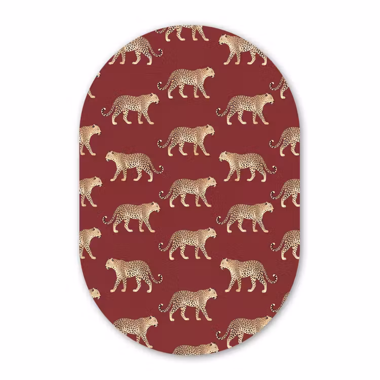 Alu-Dibond-Bild Oval - Katzen – Muster – Rot — 1