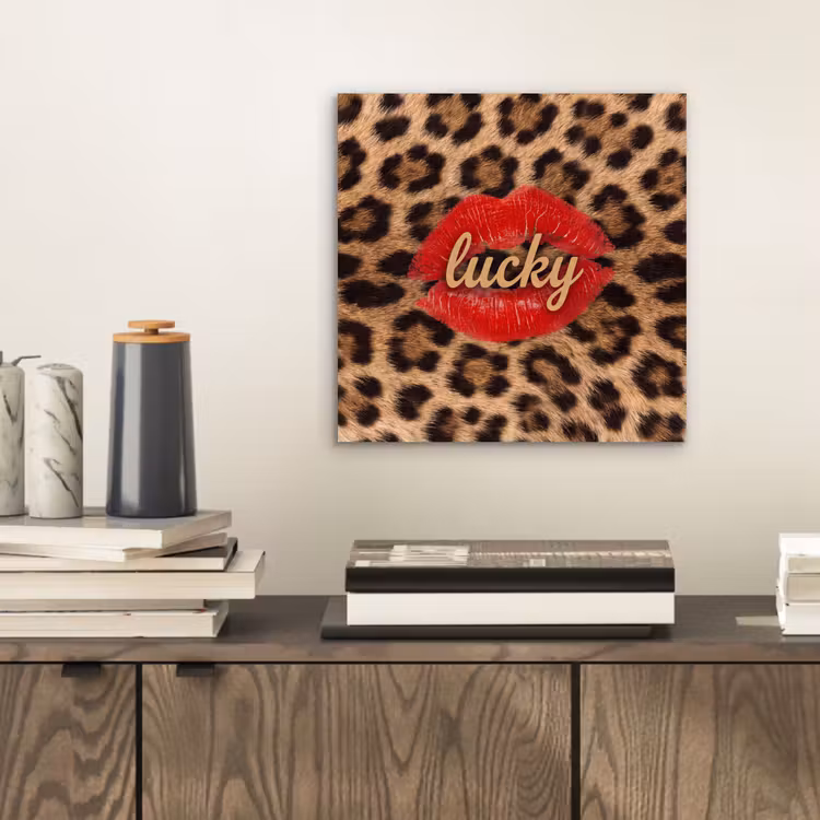 Alu-Dibond-Bild - Tiermuster – Lippen – Rot — 2