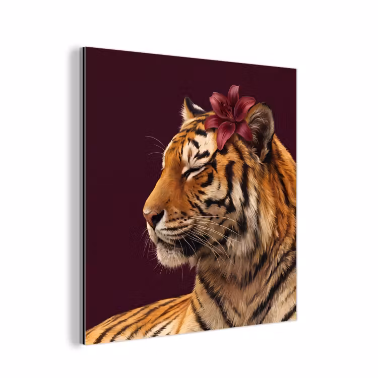 Alu-Dibond-Bild - Tiger – Blume – Tiere — 1