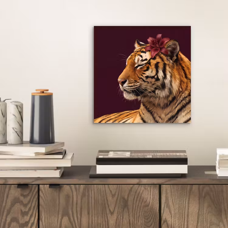 Alu-Dibond-Bild - Tiger – Blume – Tiere — 2