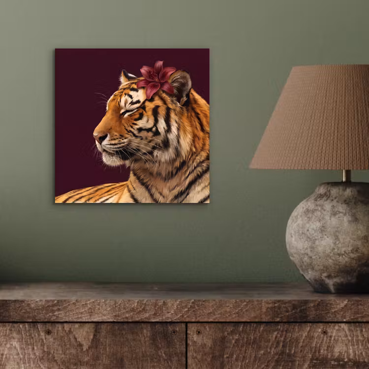 Alu-Dibond-Bild - Tiger – Blume – Tiere — 3