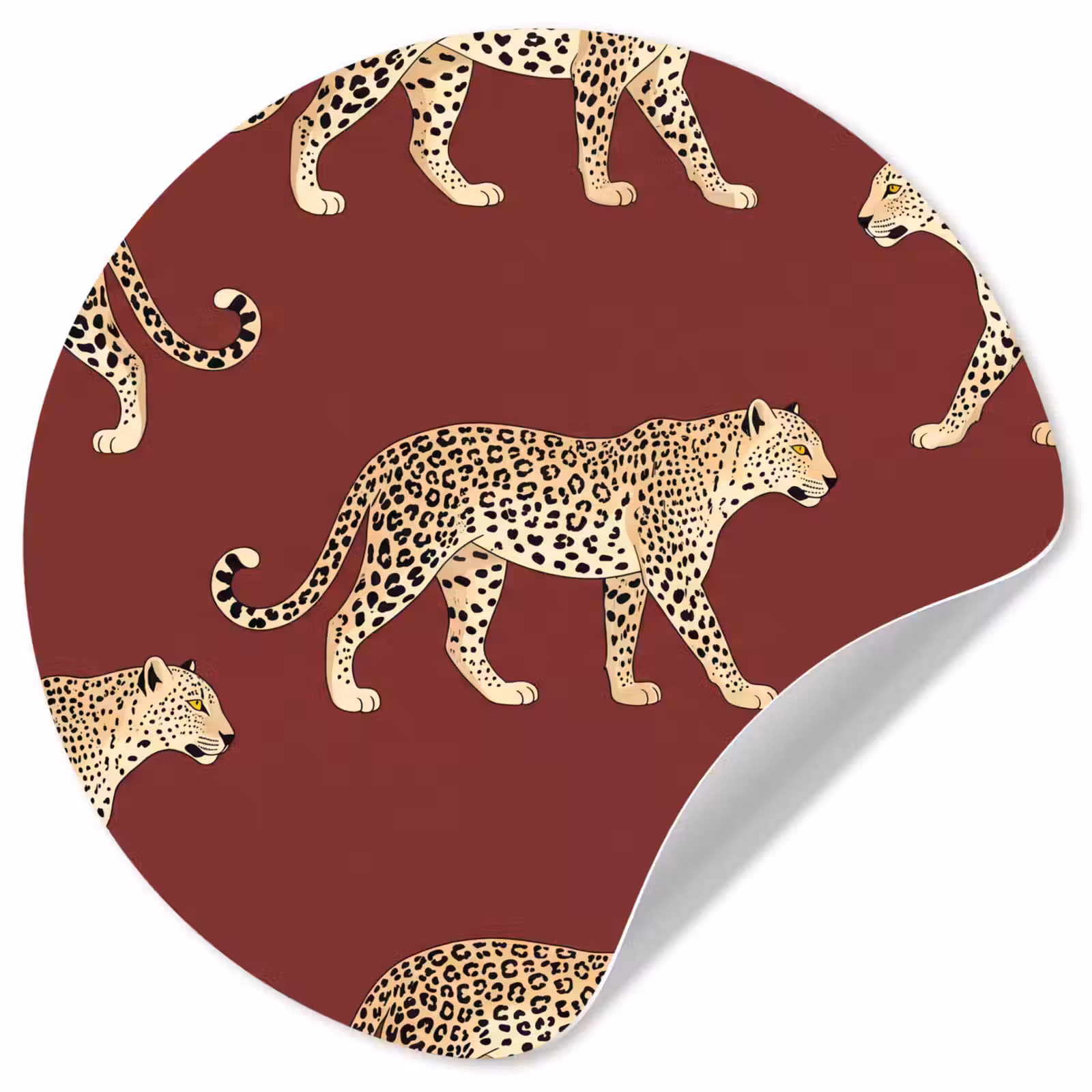 Runde Tapete - Katzen – Muster – Rot — 1