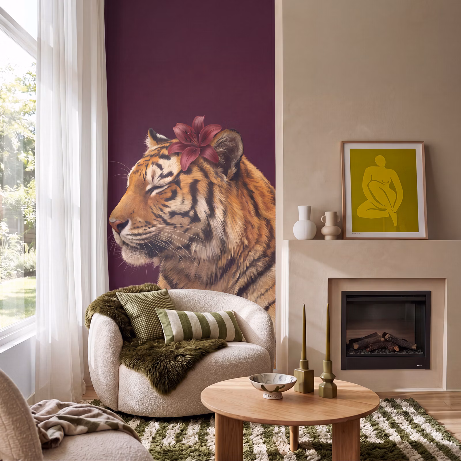 Tapete - Tiger – Blume – Tiere — 1