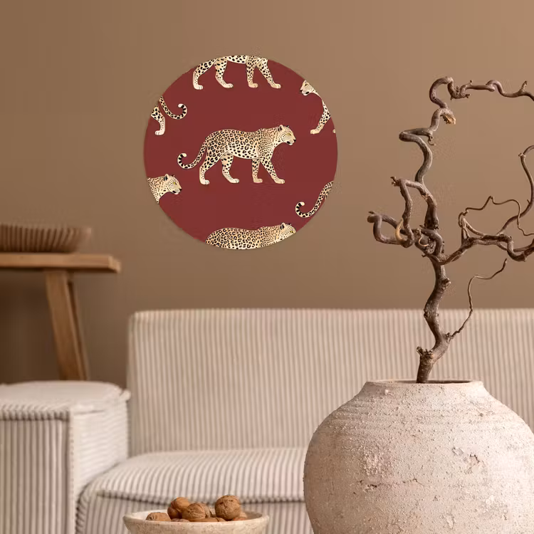 Runde Tapete - Katzen – Muster – Rot — 2