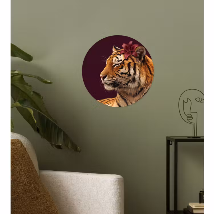 Runde Tapete - Tiger – Blume – Tiere — 3