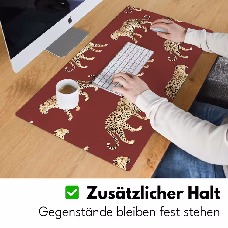 Schreibtischunterlage - Katzen – Muster – Rot — 3