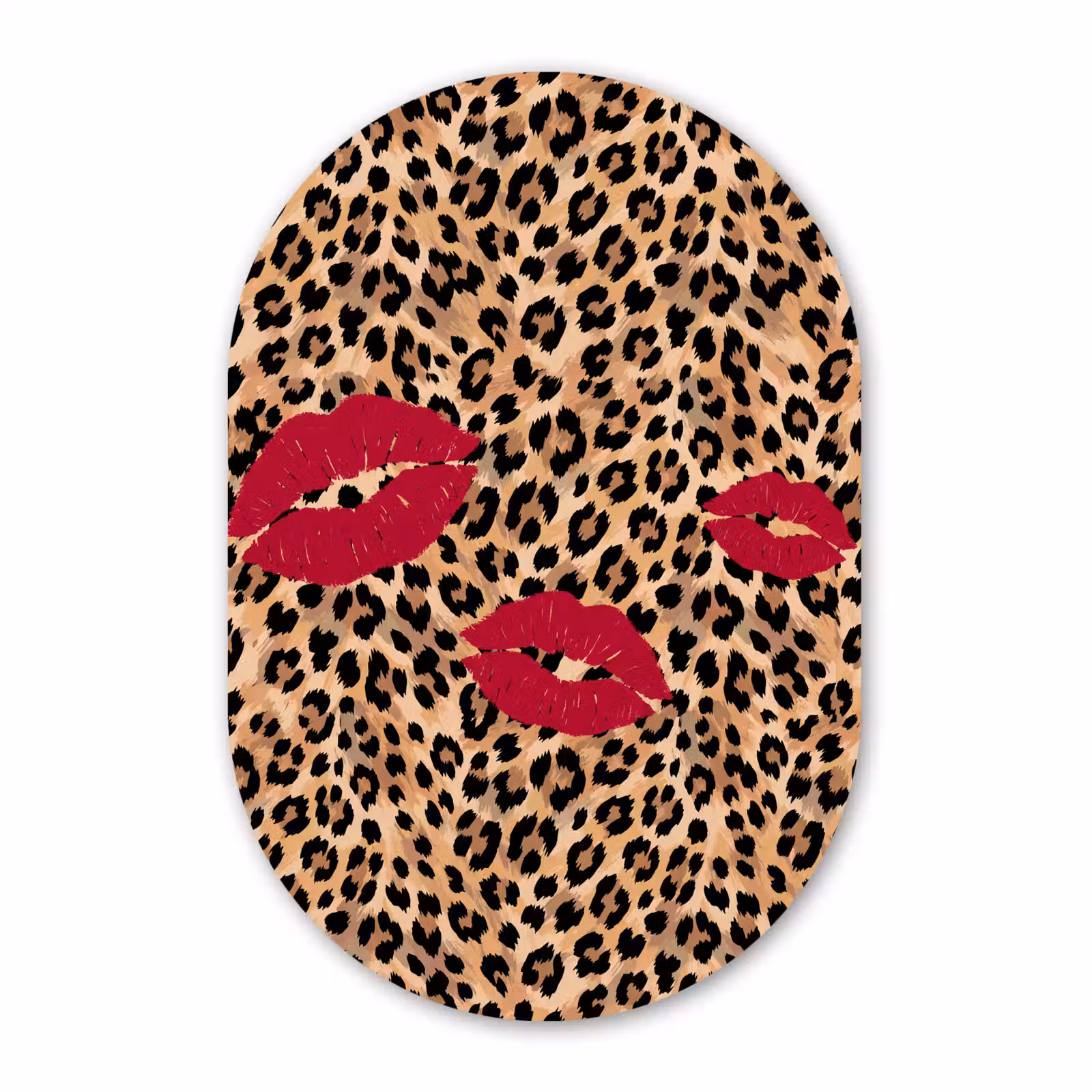 Forexbild Oval - Kussabdruck – Tiermuster – Rot — 1