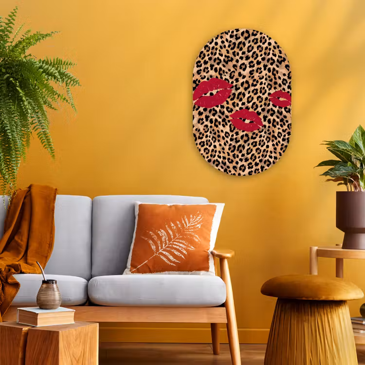 Forexbild Oval - Kussabdruck – Tiermuster – Rot — 2