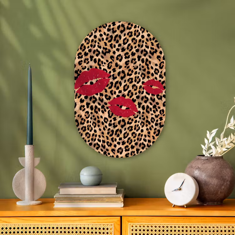 Forexbild Oval - Kussabdruck – Tiermuster – Rot — 3