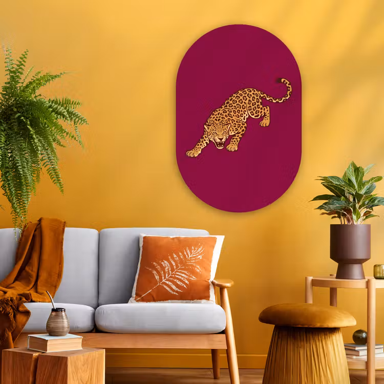 Glasbild Oval - Katze – Angriff – Tiere — 3