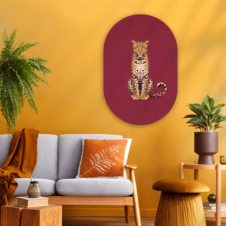 Glasbild Oval - Katze – Tiere – Rot — 3