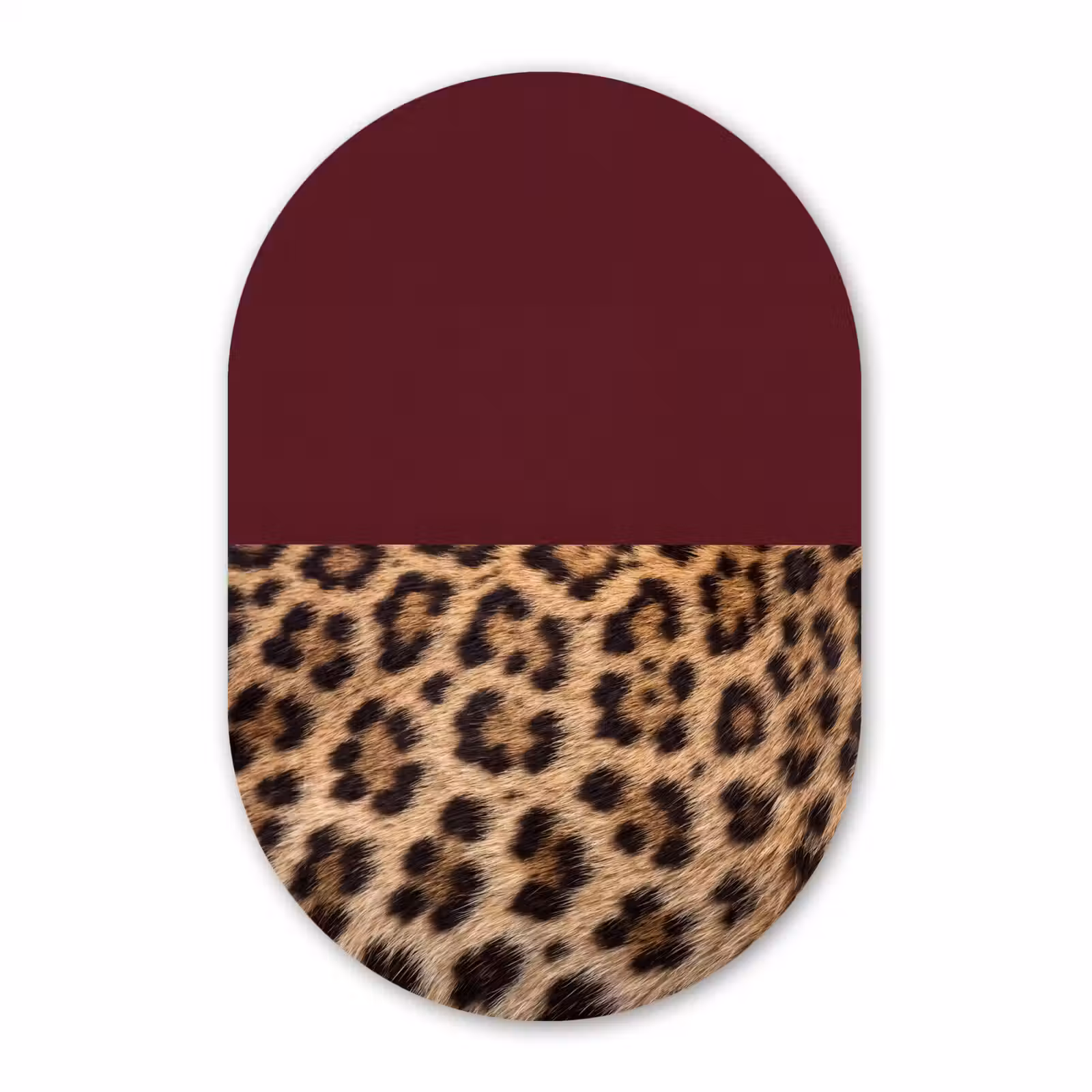 Glasbild Oval - Fell – Muster – Bordeaux — 1