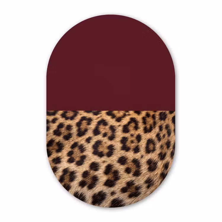 Glasbild Oval - Fell – Muster – Bordeaux — 1