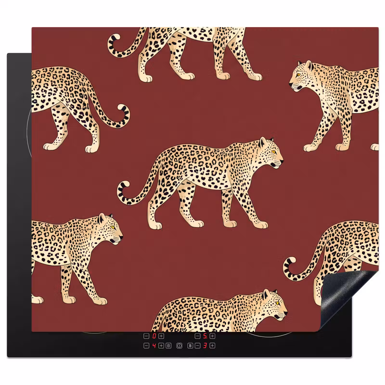 Herdabdeckplatte - Katzen – Muster – Rot — 1