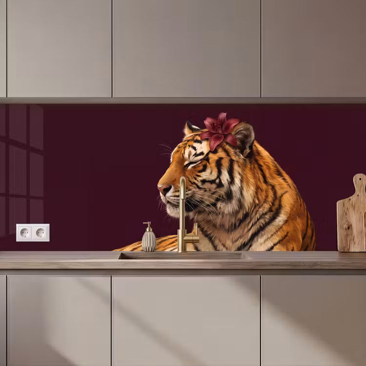 Küchenrückwand - Tiger – Blume – Tiere — 1