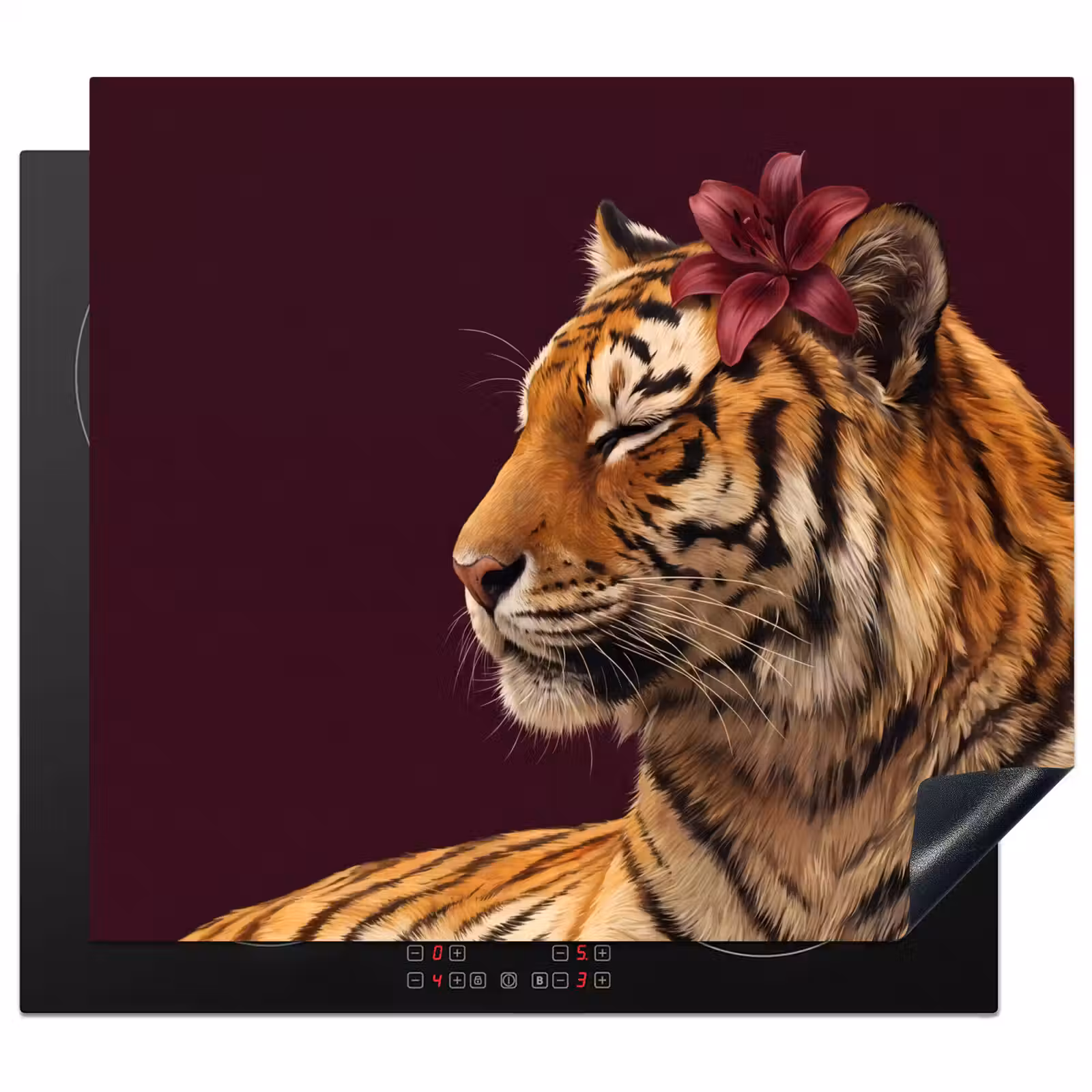Herdabdeckplatte - Tiger – Blume – Tiere — 1
