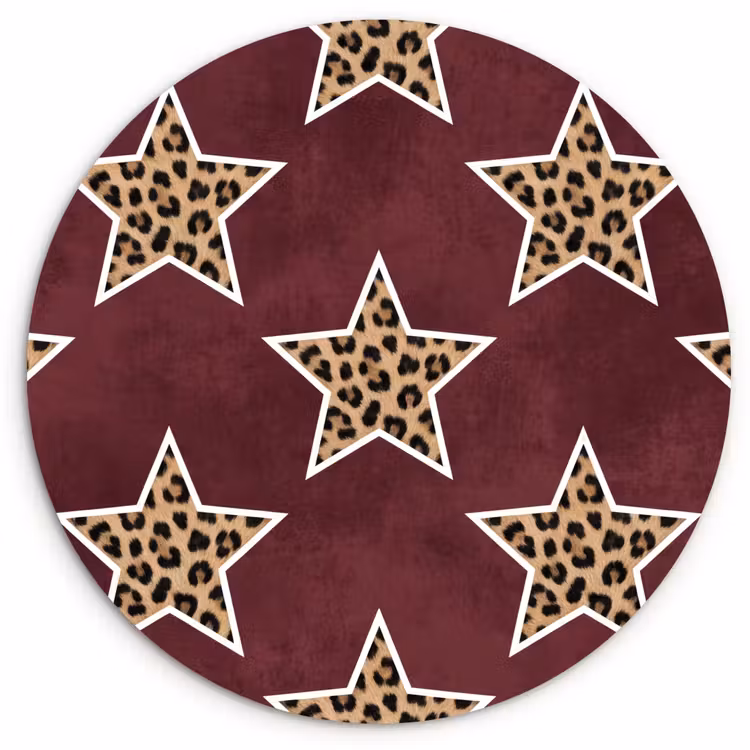 Forexbild Rund - Sterne – Leopardenmuster – Rot — 1