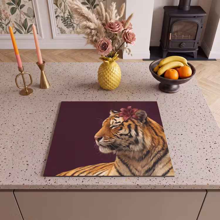 Herdabdeckplatte - Tiger – Blume – Tiere — 2