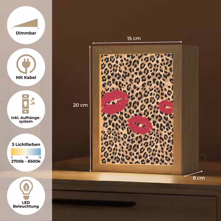 Personalisierte Lightbox - Kussabdruck – Tiermuster – Rot — 6
