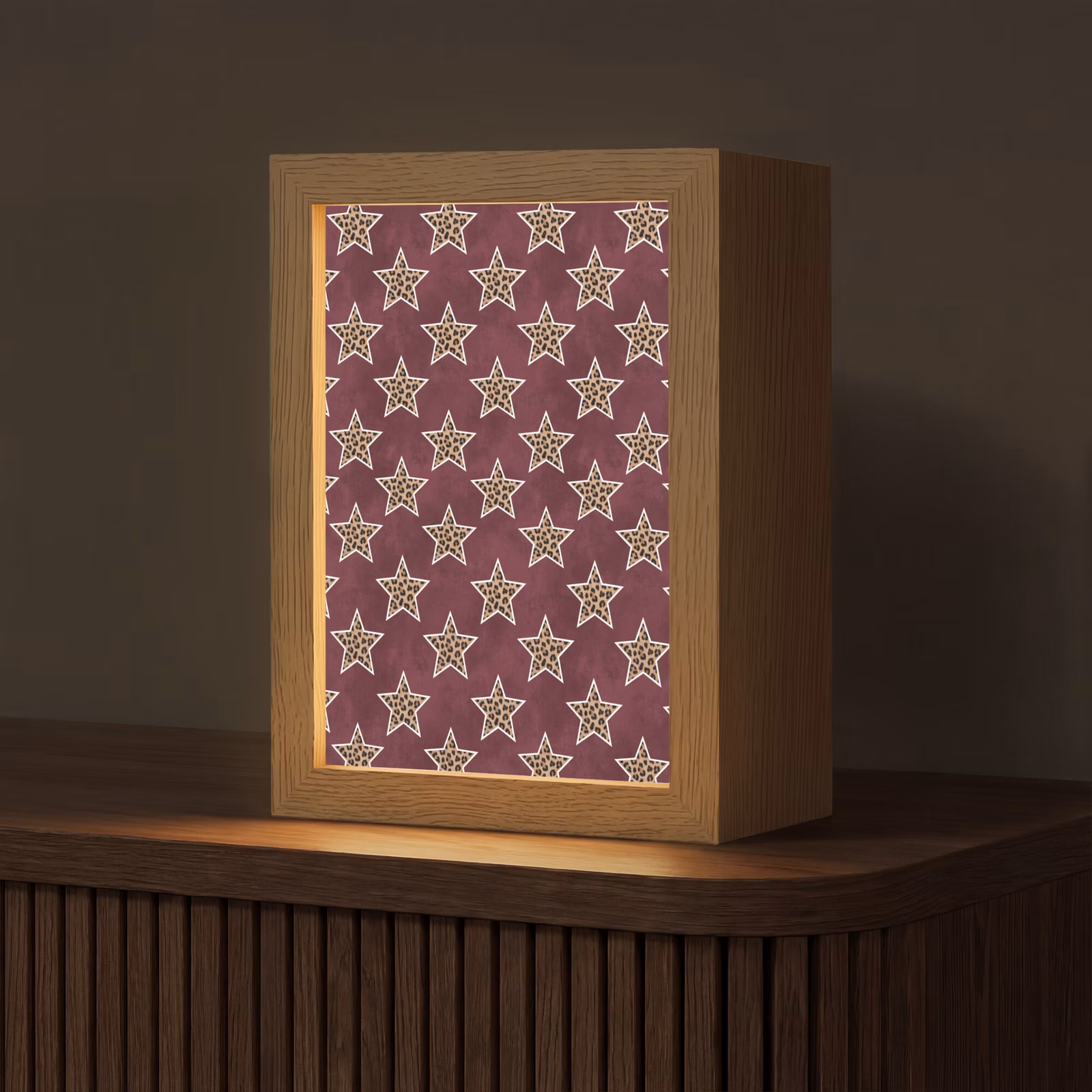 Personalisierte Lightbox - Sterne – Leopardenmuster – Rot — 1