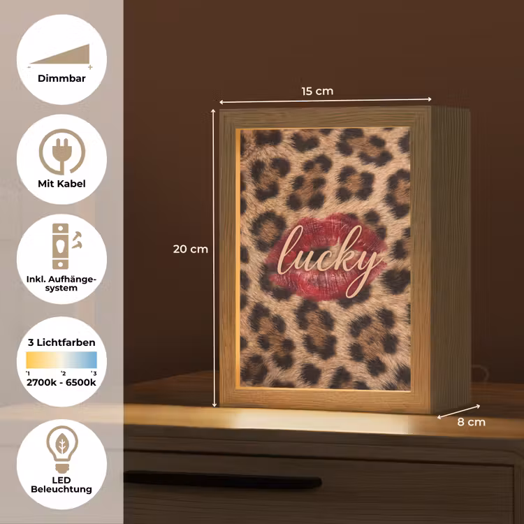 Personalisierte Lightbox - Tiermuster – Lippen – Rot — 6