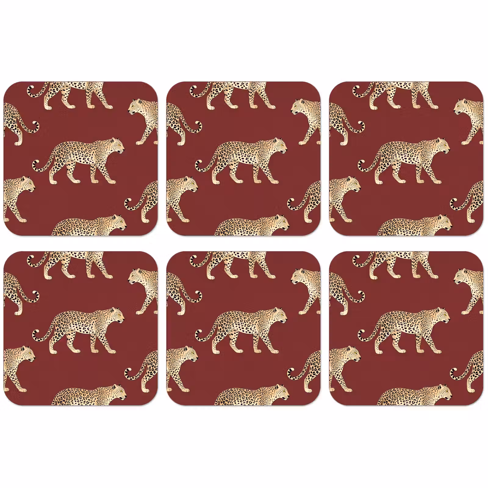 Untersetzer - Katzen – Muster – Rot — 1