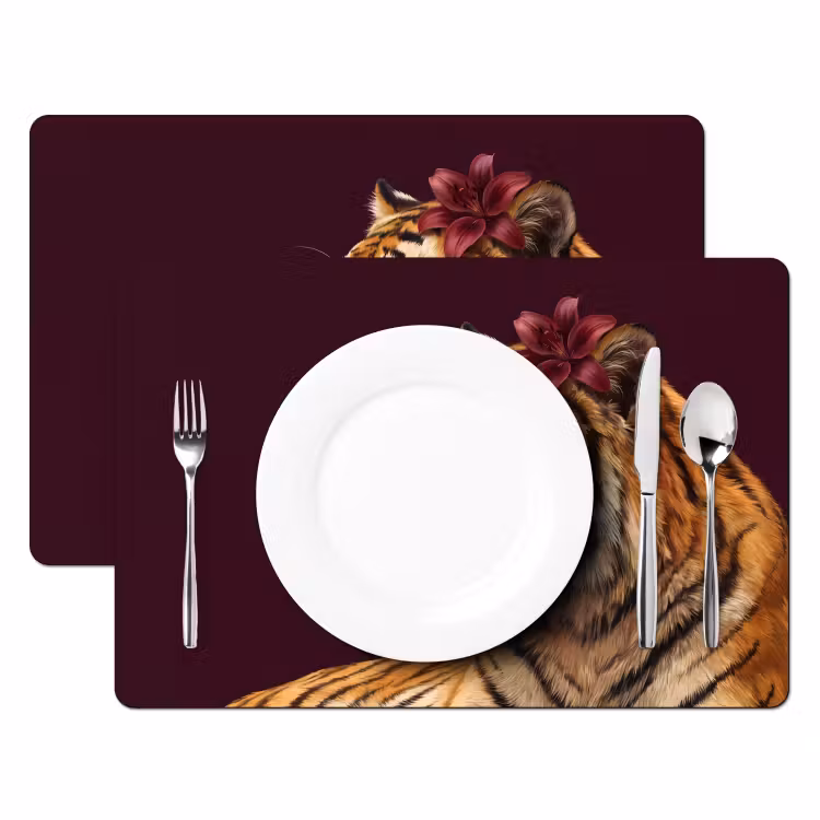 Tischset - 6 Stück - Tiger – Blume – Tiere — 2