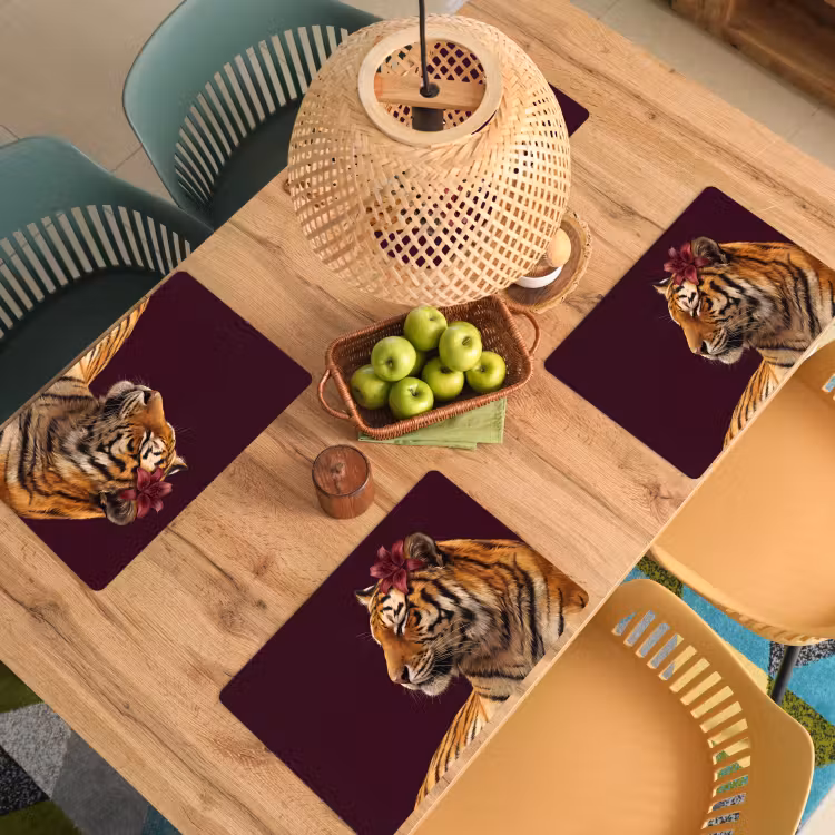 Tischset - 6 Stück - Tiger – Blume – Tiere — 4