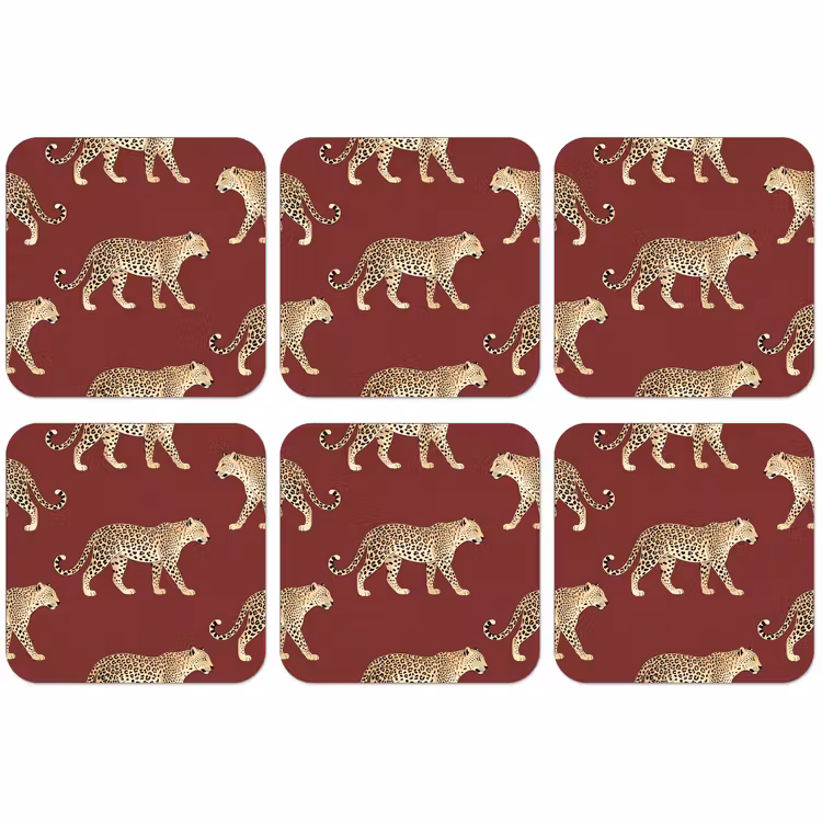 Untersetzer - Katzen – Muster – Rot — 1