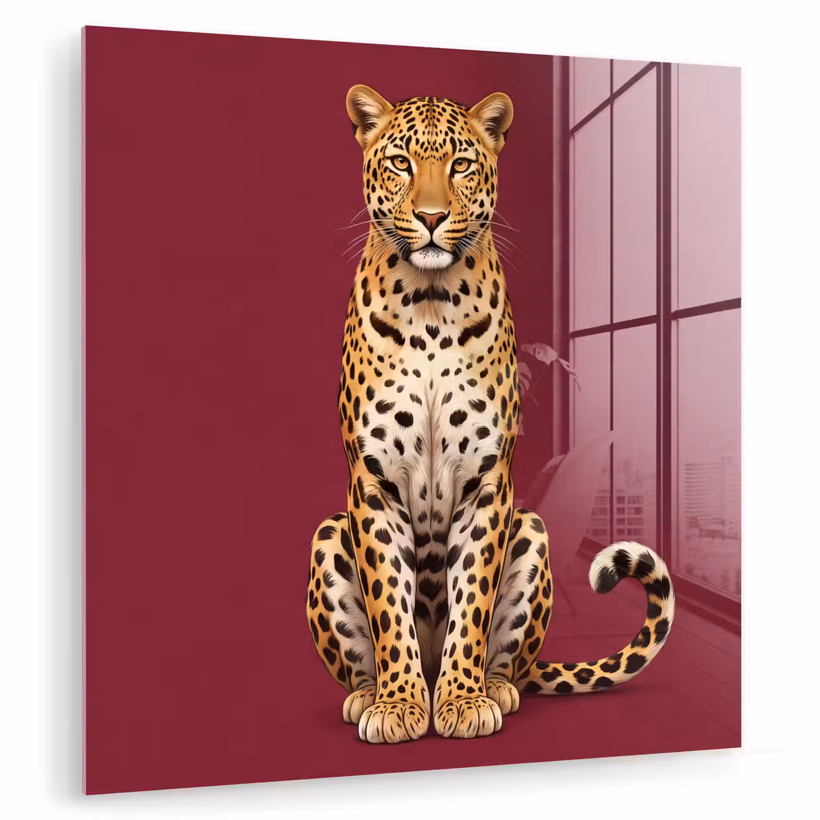 Glasbild - Katze – Tiere – Rot — 1