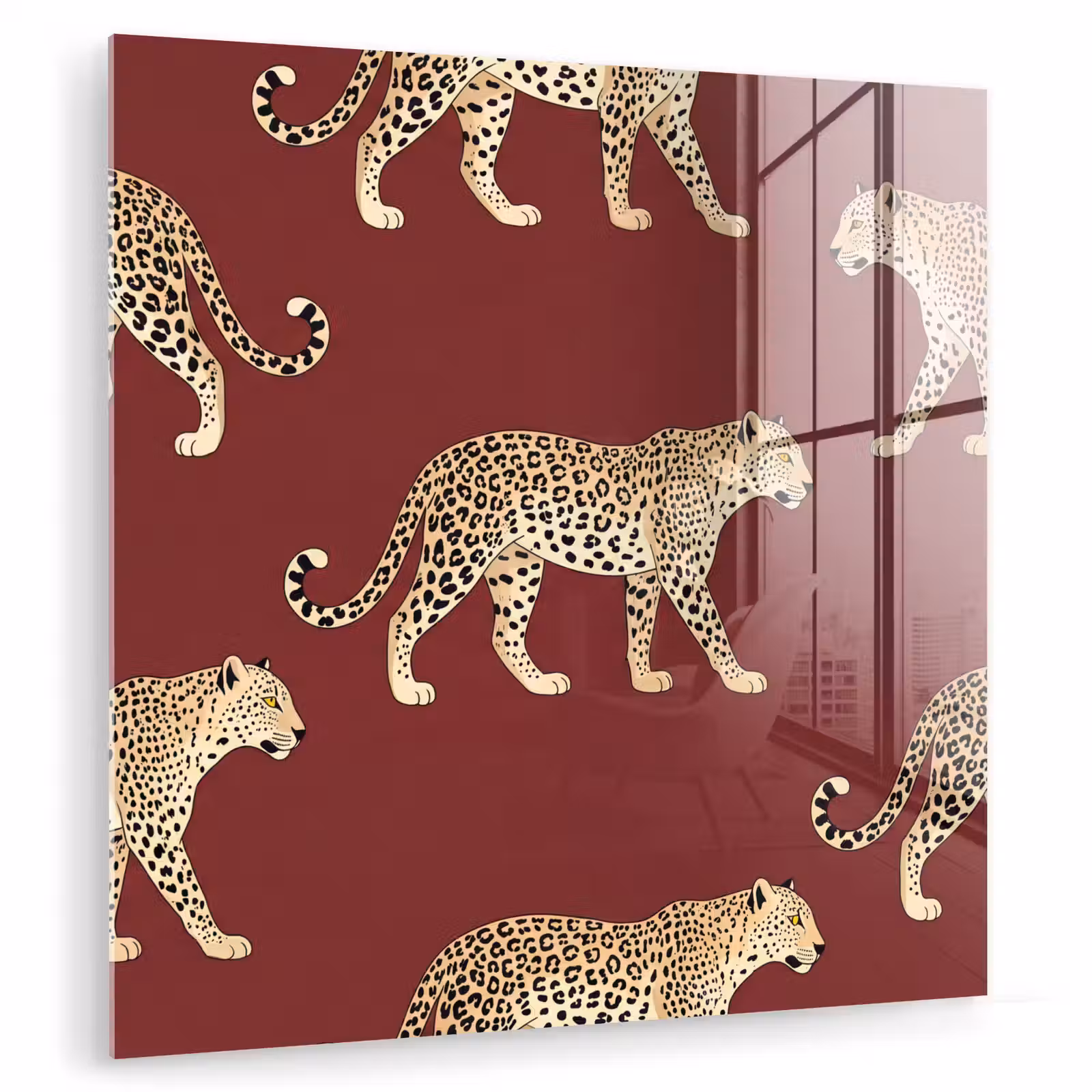 Glasbild - Katzen – Muster – Rot — 1