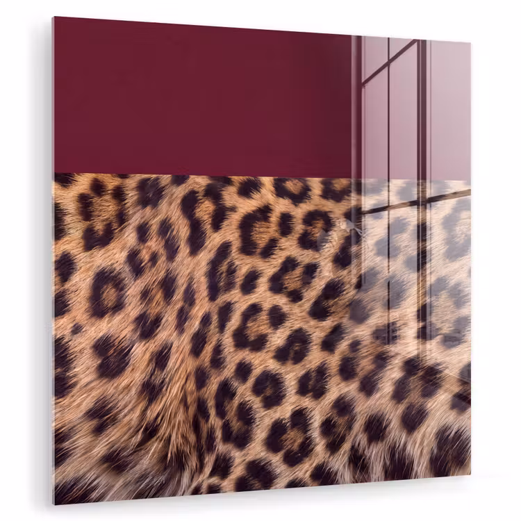 Glasbild - Fell – Muster – Bordeaux — 1
