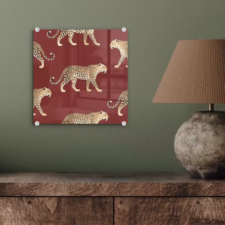 Glasbild - Katzen – Muster – Rot — 4