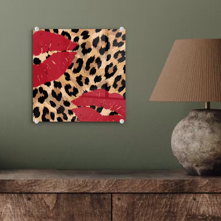 Glasbild - Kussabdruck – Tiermuster – Rot — 4