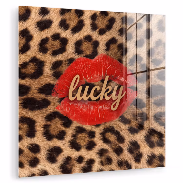 Glasbild - Tiermuster – Lippen – Rot — 1