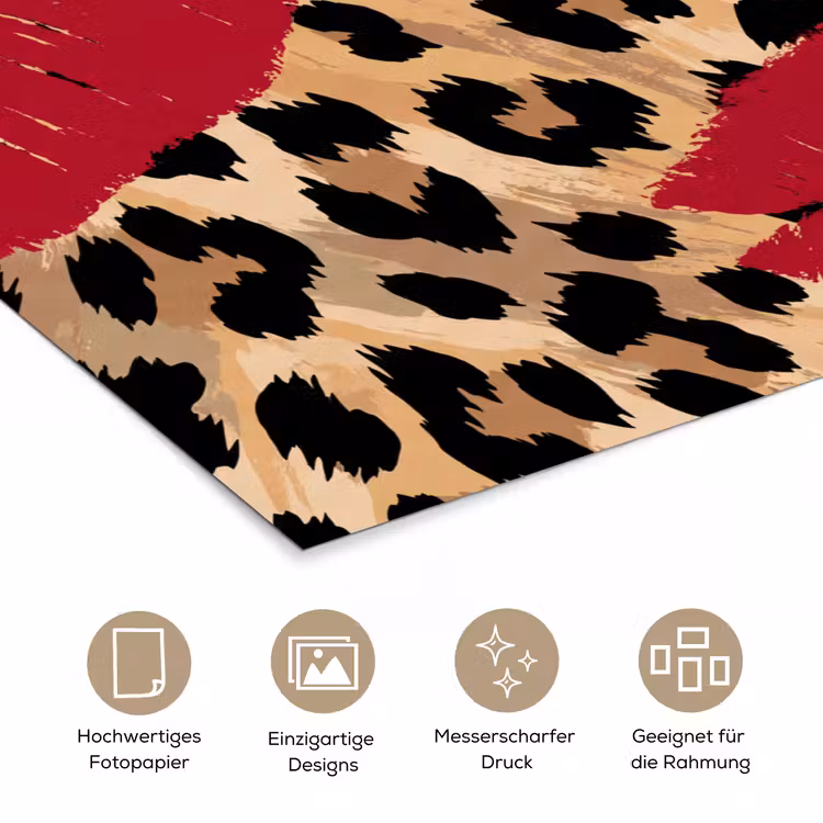 Poster - Kussabdruck – Tiermuster – Rot — 5