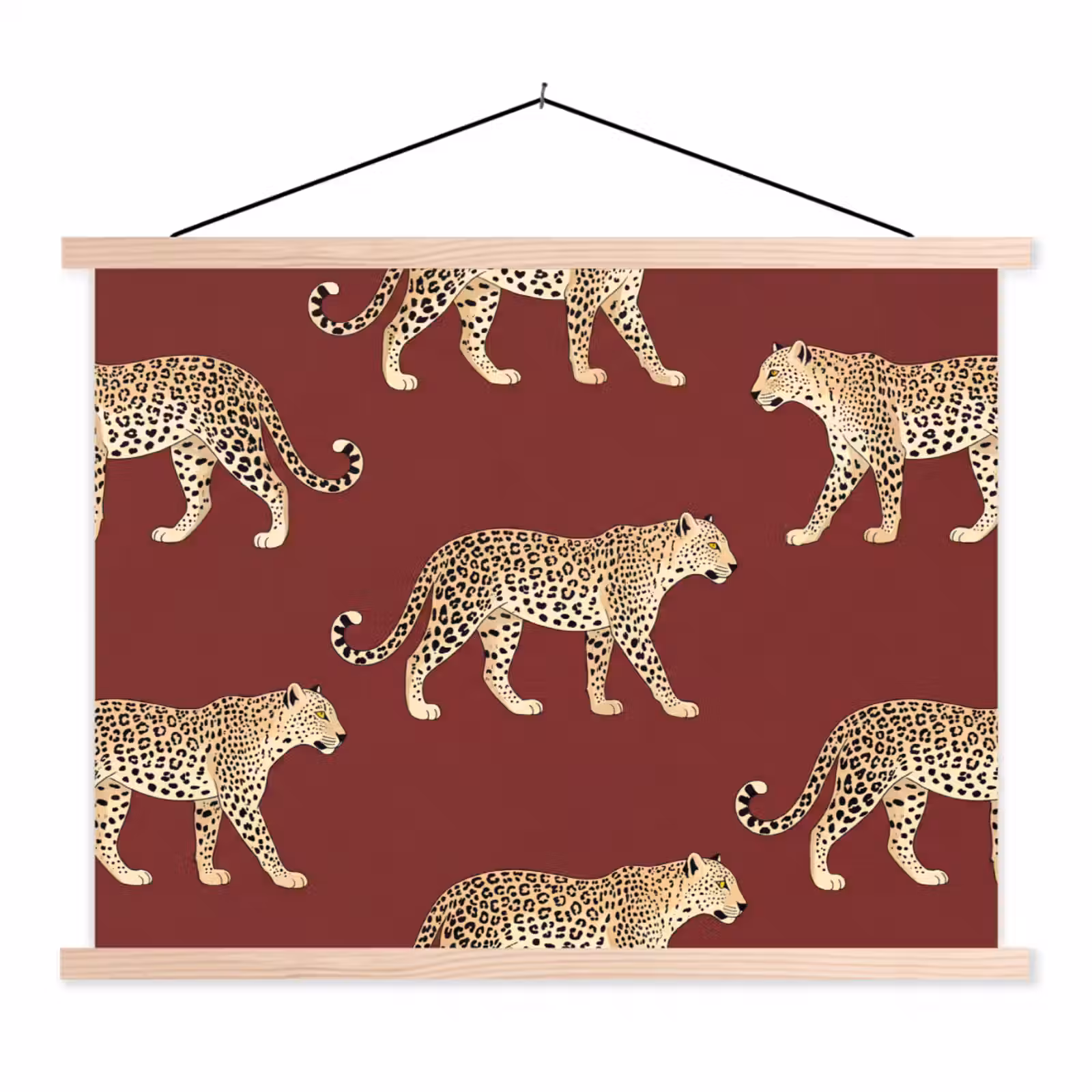 Stoffbild - Katzen – Muster – Rot — 1