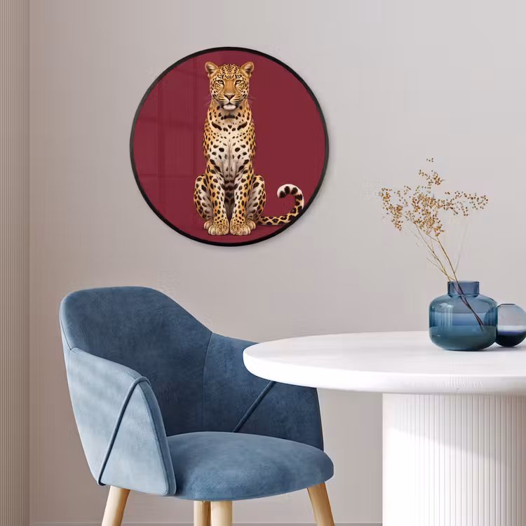 Poster im Rahmen Rund - Katze – Tiere – Rot — 4