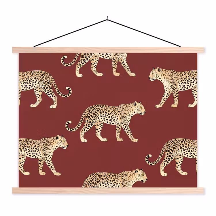 Stoffbild - Katzen – Muster – Rot — 1