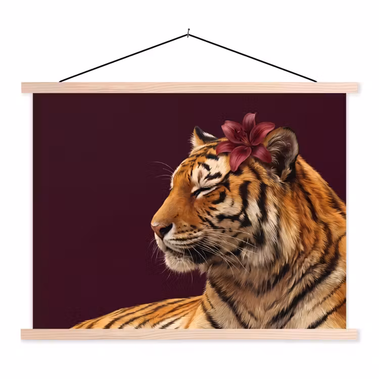 Stoffbild - Tiger – Blume – Tiere — 1