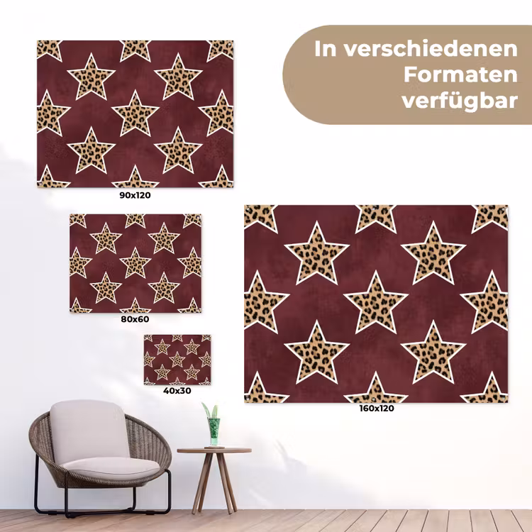 Gartenposter - Sterne – Leopardenmuster – Rot — 6